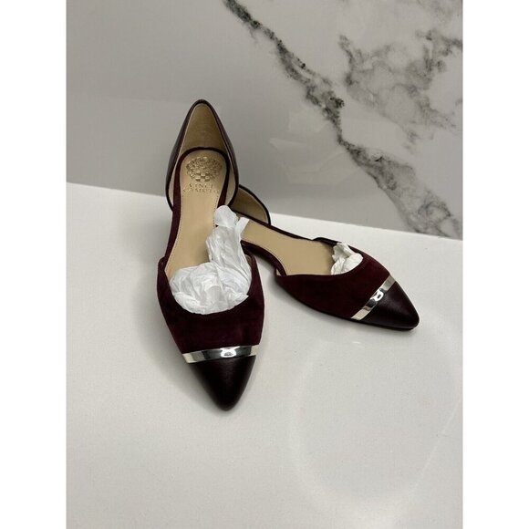 Vince Camuto Burgundy and Silver Pointed Flats - Picture 1 of 10